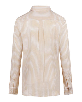 Blouse Cotton Linen Stripe | Ecru