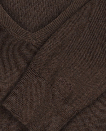Trui Katoen-Kasjmier V-Hals | Chocolate Brown