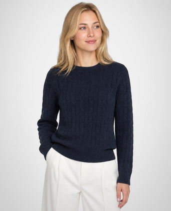 Cable Trui Wol Ronde Hals | Navy