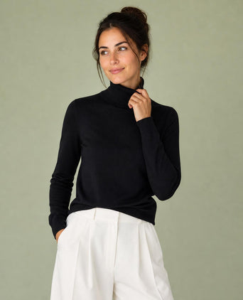Trui Katoen-Kasjmier Col | Navy