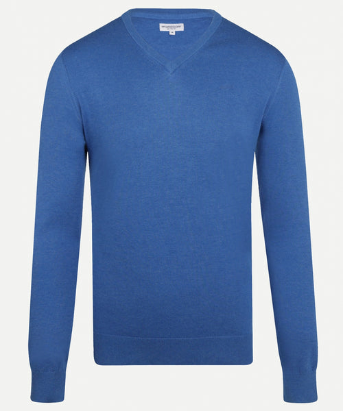 Cotton V-neck sweater | Cobalt