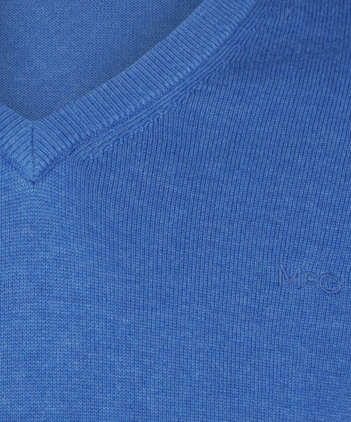 Cotton V-neck sweater | Cobalt