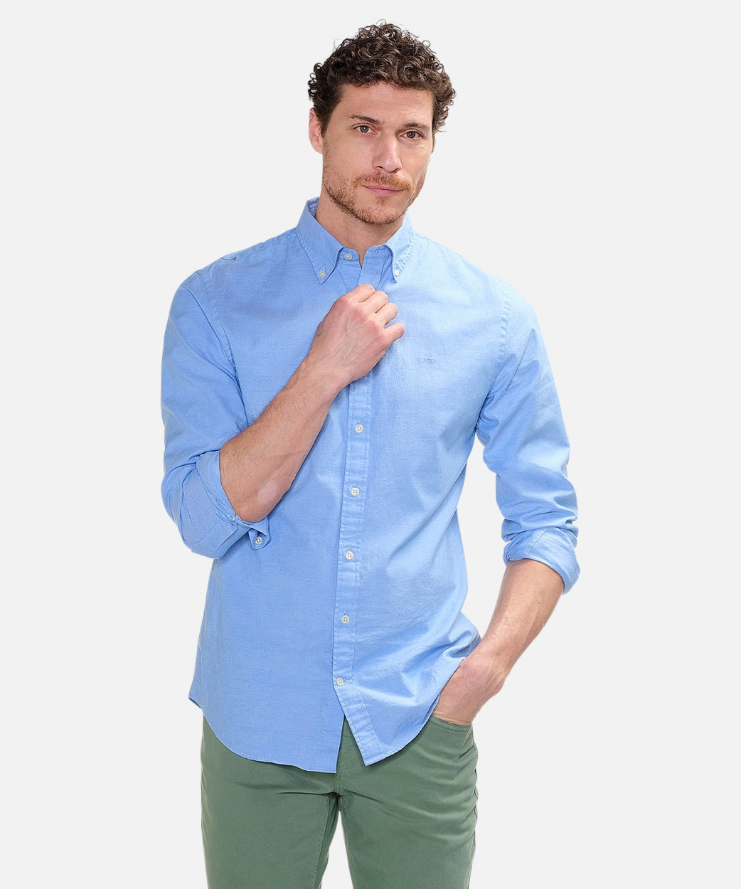 Stretch Oxford overhemd met lange mouwen Light Blue