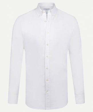 Katoen/linnen overhemd met lange mouwen | White