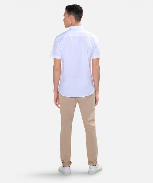 Katoen/linnen overhemd met korte mouwen | White