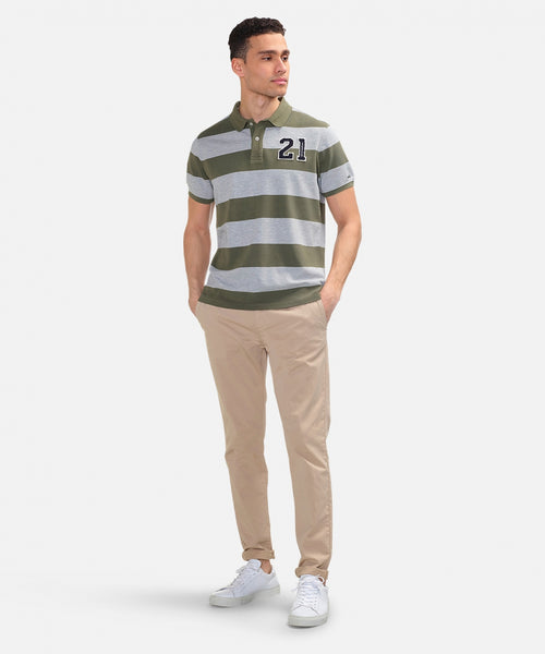 Gestreepte polo | Olive