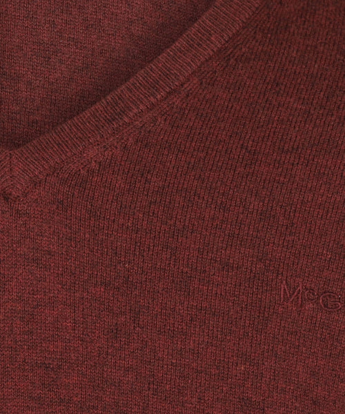 Cotton Merino Trui v-hals | Rusty Red