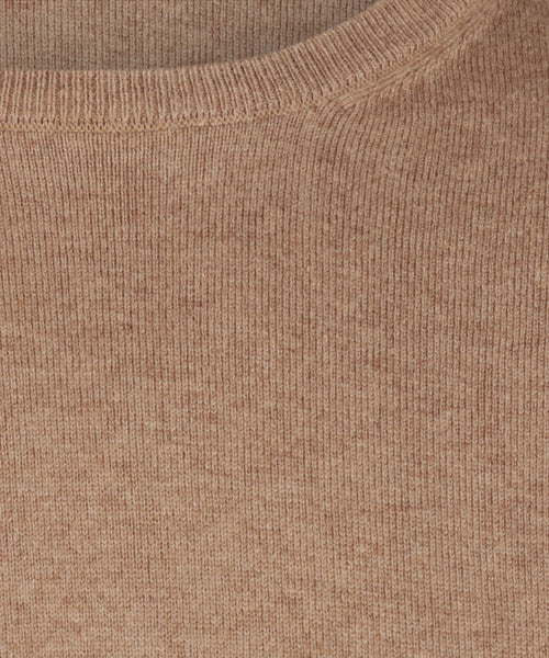 Cotton Merino Trui ronde hals | Caramel