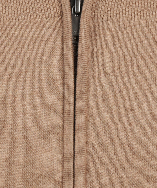 Cotton Merino Vest met rits | Caramel