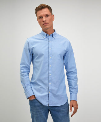 Overhemd stretch oxford regular fit | Light Blue
