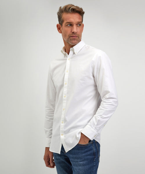 Overhemd stretch oxford regular fit | White