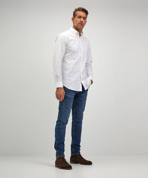 Overhemd stretch oxford regular fit | White