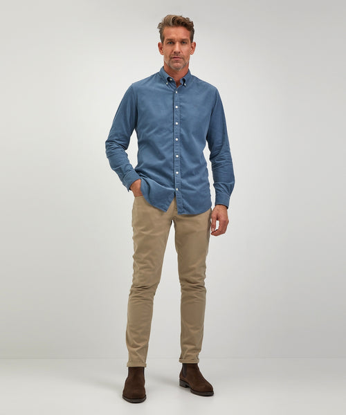 Overhemd corduroy garment dyed regular fit | Medium Blue