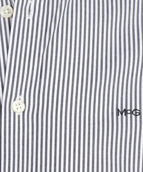 Overhemd poplin gestreept regular fit | Navy