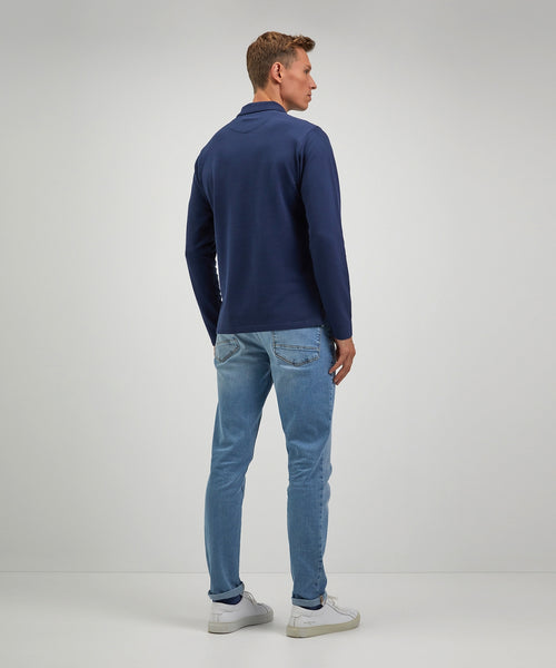 Polo piqué met lange mouwen | Navy