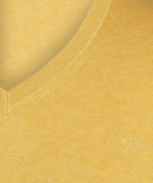 Trui V-hals met Logo | Medium Yellow