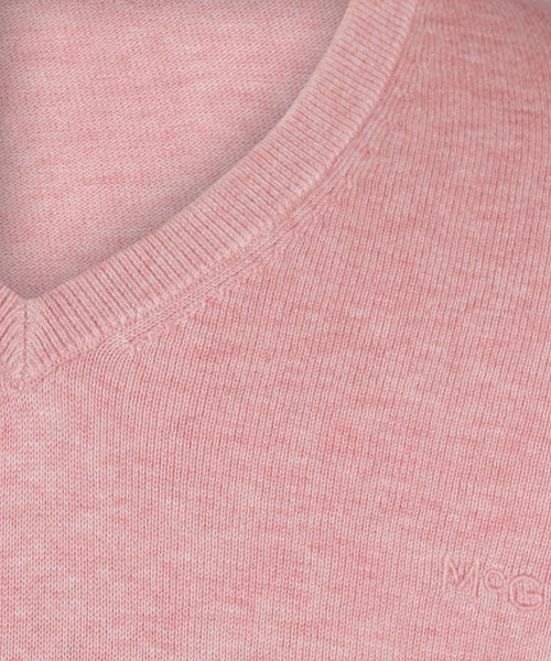 Trui V-hals met Logo | Dusty Pink