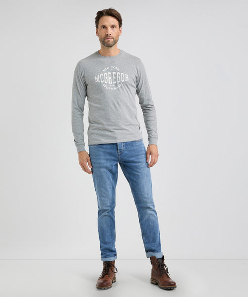 T-Shirt met Lange Mouwen | Medium Grey Melange