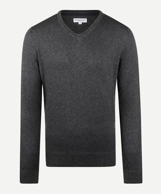 Trui V-hals Cotton Merino | Dark Grey Melange