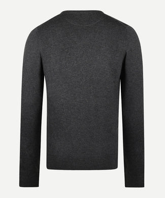 Trui V-hals Cotton Merino | Dark Grey Melange