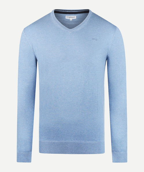 Trui V-hals Cotton Merino | Sky Blue