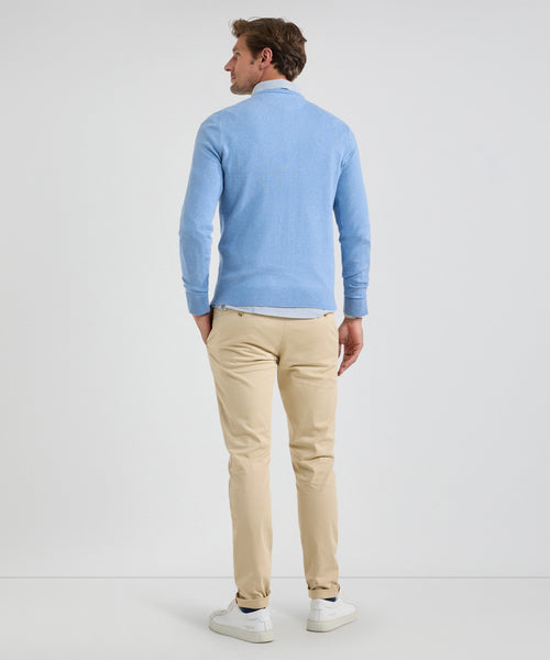 Trui V-hals Cotton Merino | Sky Blue