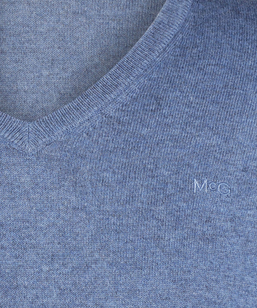 Trui V-hals Cotton Merino | Faded Blue