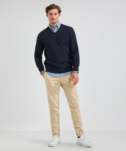 Sweater Cotton Merino V-Neck | Navy