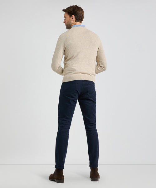 Trui V-hals Cotton Merino | Sand