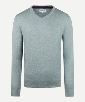 Trui V-hals Cotton Merino | Dark Sage