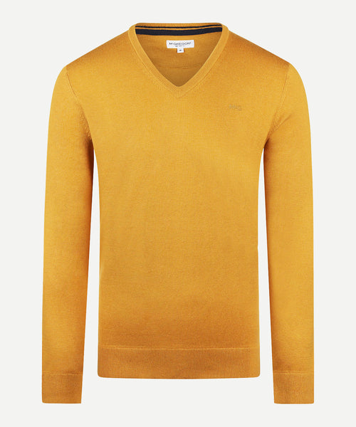 Sweater V-neck Cotton Merino | Autumn Yellow