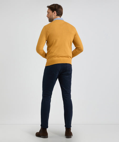 Trui V-hals Cotton Merino | Autumn Yellow