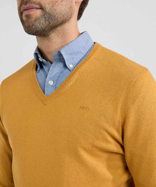 Trui V-hals Cotton Merino | Autumn Yellow