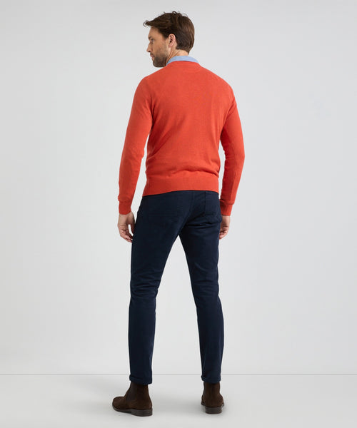 Trui V-hals Cotton Merino | Winter Orange