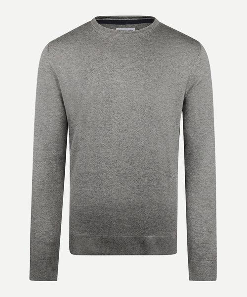 Trui Ronde Hals Cotton Merino | Medium Grey Melange