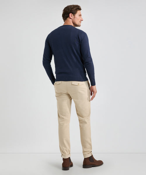 Trui Katoen Merino Ronde Hals | Navy