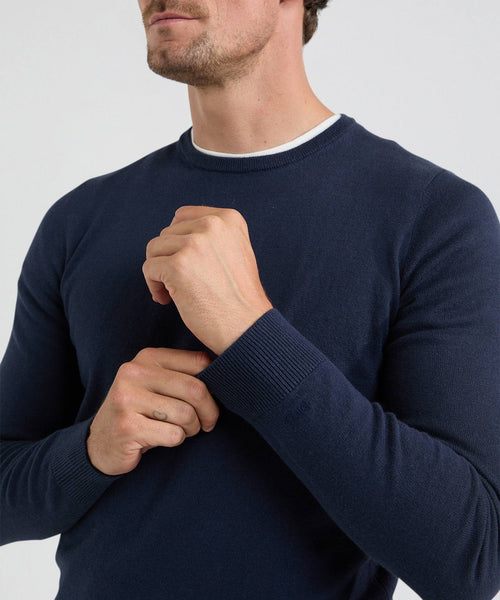 Trui Katoen Merino Ronde Hals | Navy