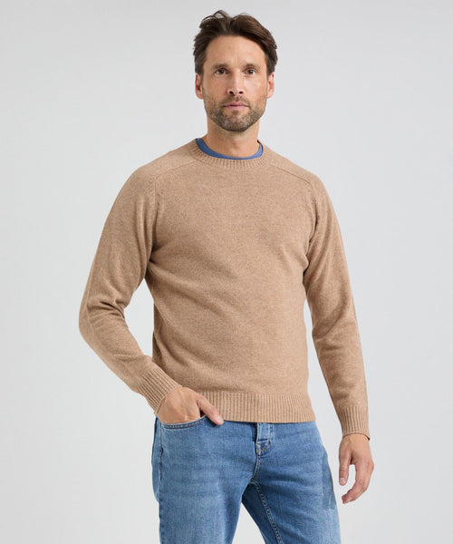 Round Neck Sweater Lambswool | Sand
