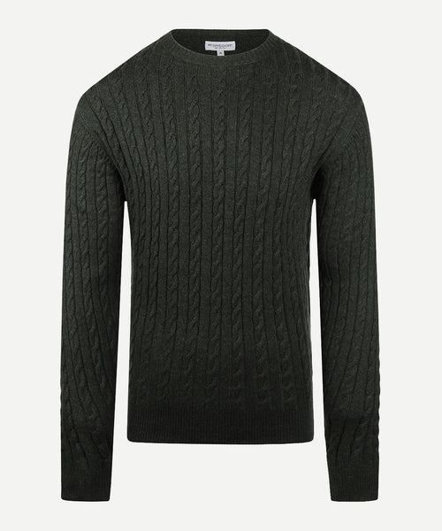 Cable Knit Crew Neck | Dark Sage