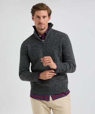 Trui Fisherman Ritskraag | Dark Grey Melange