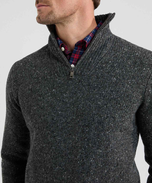 Trui Fisherman Ritskraag | Dark Grey Melange