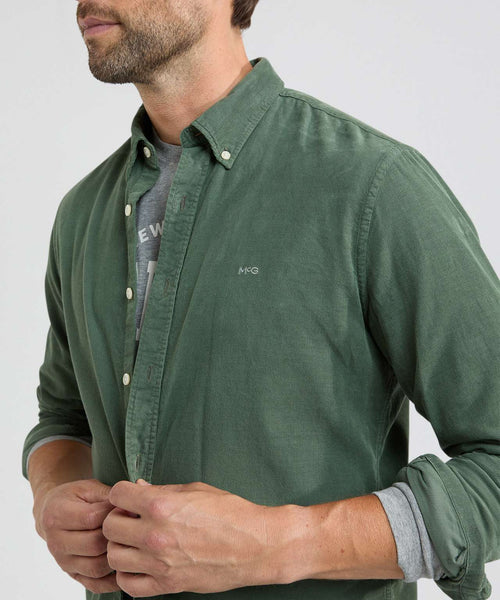 Overhemd corduroy garment dyed | Dark Sage