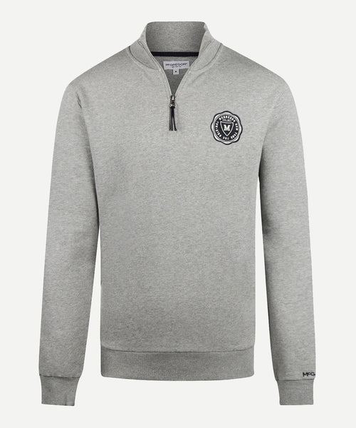 Sweater met Ritskraag | Medium Grey Melange