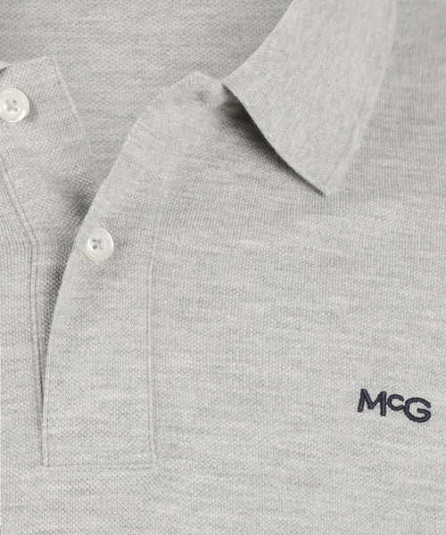 Polo piqué klassiek lange mouw | Medium Grey Melange