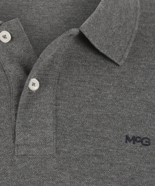 Polo piqué klassiek lange mouw | Dark Grey Melange