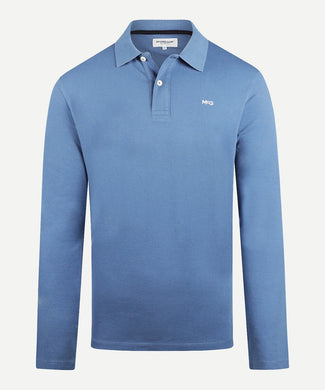 Polo piqué klassiek lange mouw | Faded Blue