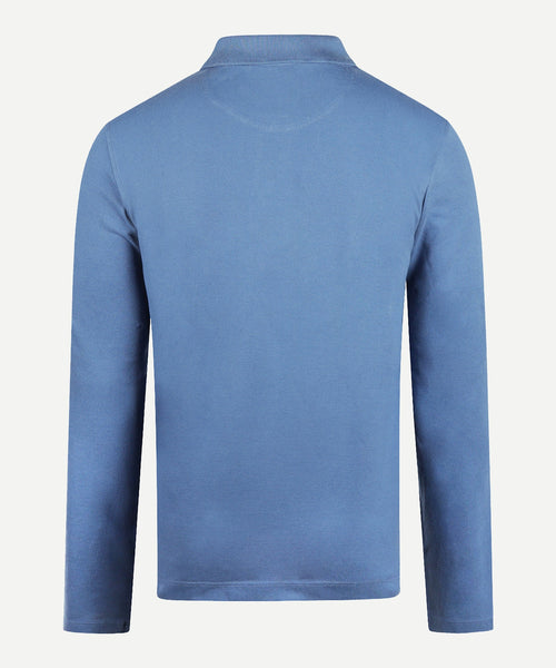 Polo piqué klassiek lange mouw | Faded Blue