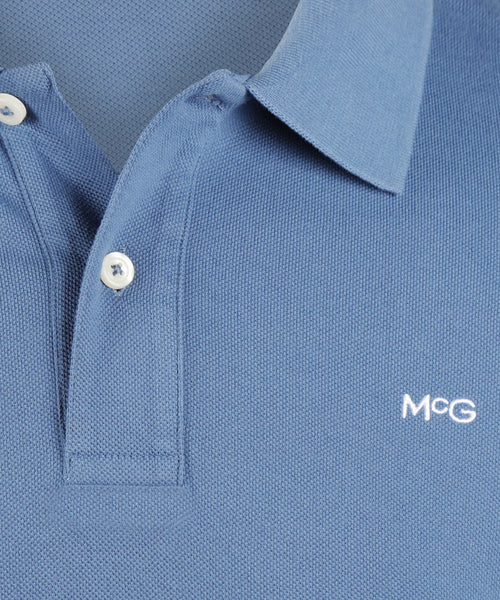 Polo piqué klassiek lange mouw | Faded Blue