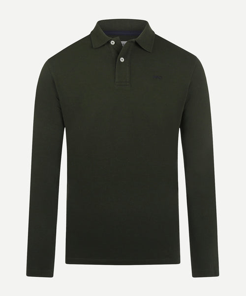 Polo piqué klassiek lange mouw | Pine Green