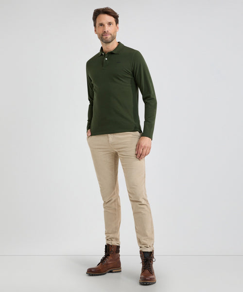 Polo piqué klassiek lange mouw | Pine Green